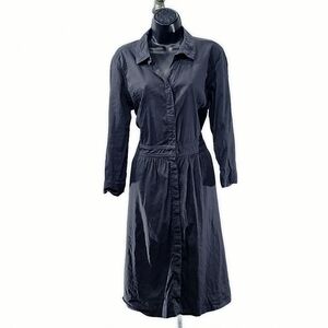 Eileen Fisher Black Linen Blend Button Front Shirt Dress, Sz M (Pit 19")